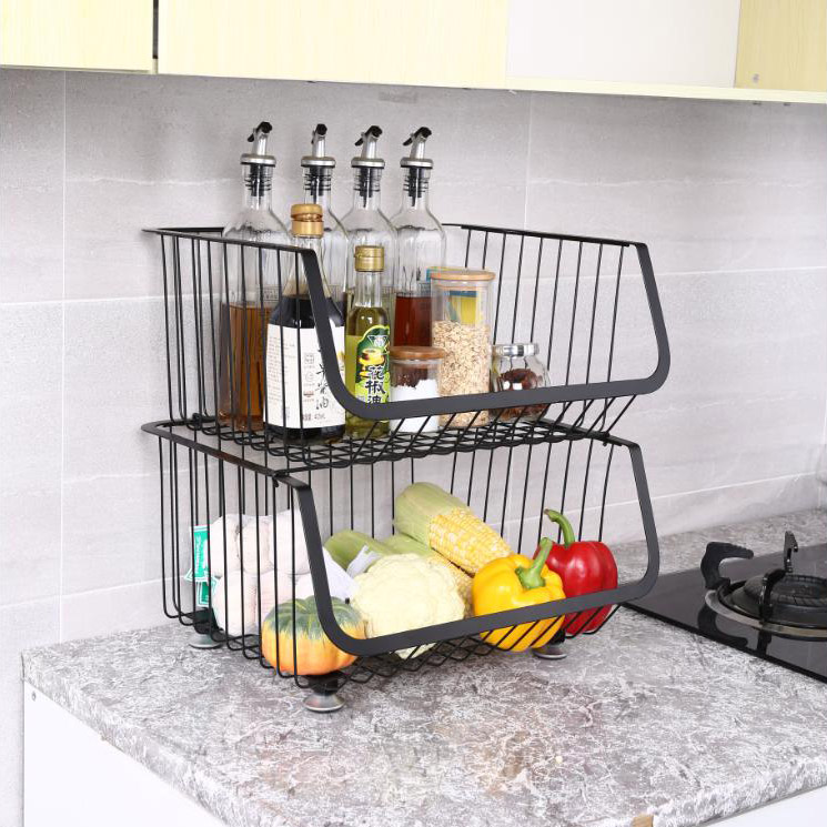 Multifunctionele roestvrijstalen opbergmand voor de keuken